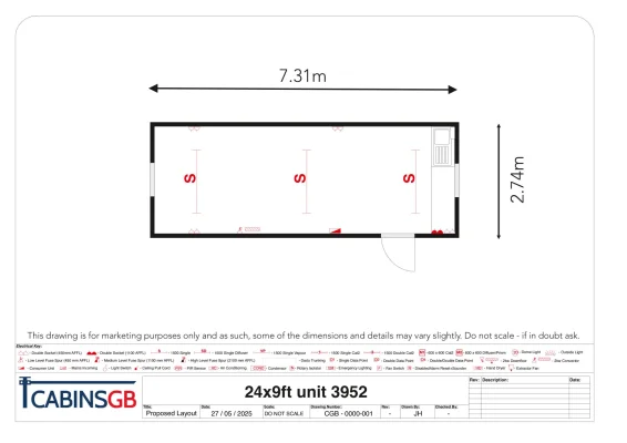  - Ref: 3952 - 24'x9' Cabins up to 24' Long