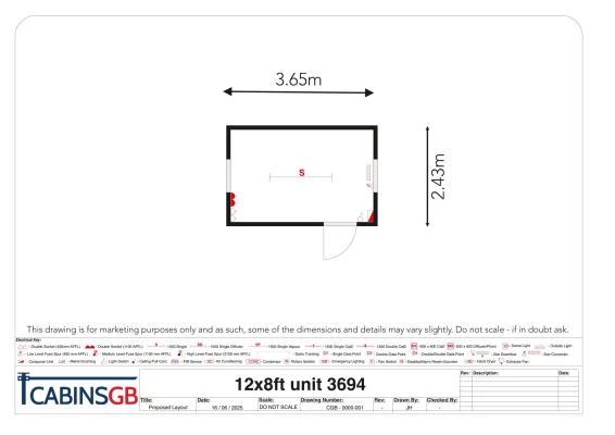  - Ref: 3694 - 12'x8' Cabins up to 24' Long