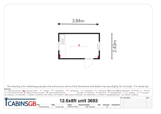  - Ref: 3693 - 12' x 8' Cabins up to 24' Long
